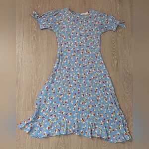 Faithfull The Brand Multicolored Floral Print Short Sleeve Dress Size Small/4